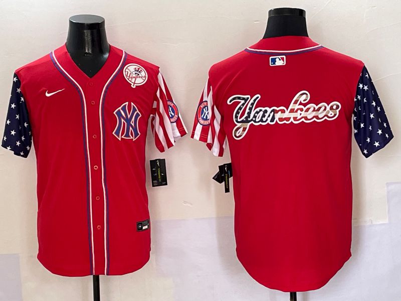 Men New York Yankees Blank Red a generation of national flags Jointly Name 2025 Nike MLB Jersey style 1